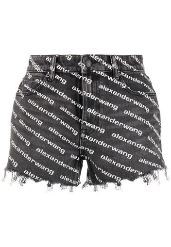 Alexander Wang Bite Jeans-Shorts mit Logo-Print - Grau