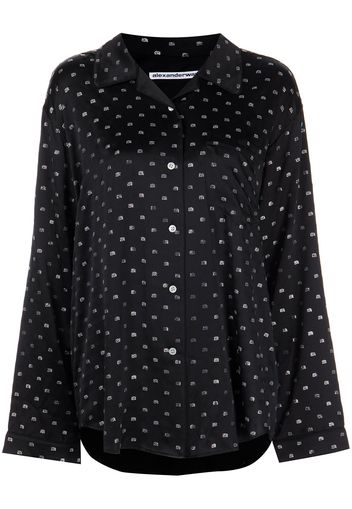 Alexander Wang crystal-embellished silk pajama shirt - Schwarz