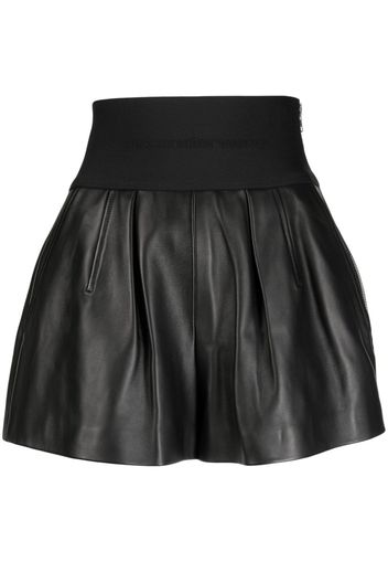 Alexander Wang logo-waistband leather shorts - Schwarz