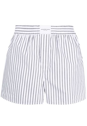 Alexander Wang logo-patch striped poplin shorts - Weiß