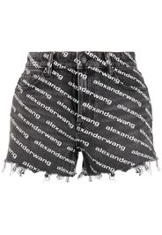 Alexander Wang Bite Jeans-Shorts mit Logo-Print - Grau