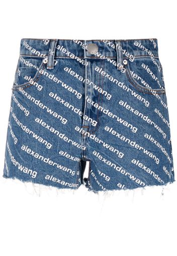 alexanderwang.t Jeans-Shorts mit Logo-Print - Blau