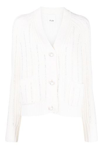 Allude rhinestone-embellished wool-blend cardigan - Weiß