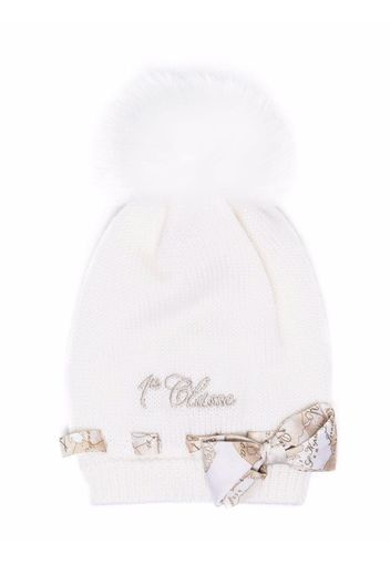 Alviero Martini Kids bow-detail knitted hat - Weiß