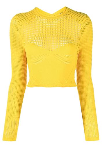 AMBUSH crochet-hearts cropped jumper - Gelb