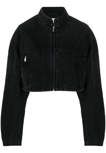 AMBUSH cropped denim biker jacket - Schwarz