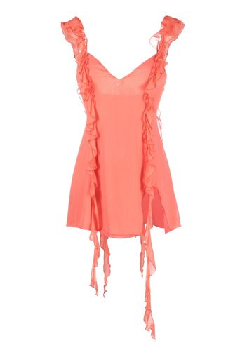 Amen ruffled silk mini dress - Orange