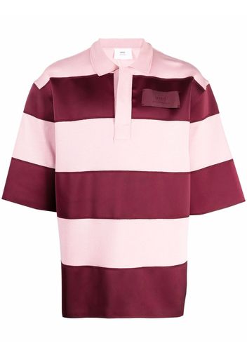 AMI Paris Poloshirt mit Querstreifen - Rosa