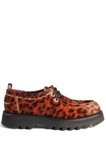 AMI Paris leopard-print lace-up platform shoes - Braun