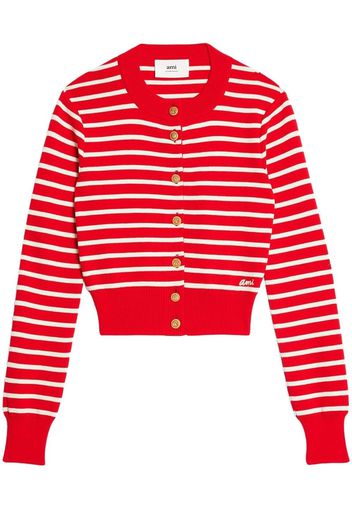 AMI Paris Gestreifter Merinocardigan - Rot