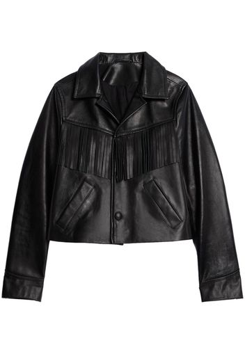 AMI Paris Lederjacke mit Quasten - Schwarz