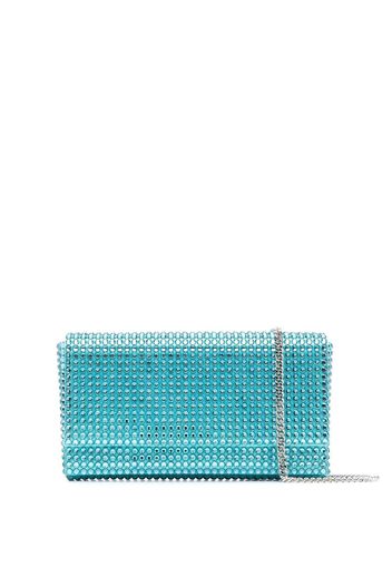 Amina Muaddi Paloma Clutch mit Kristallen - Blau