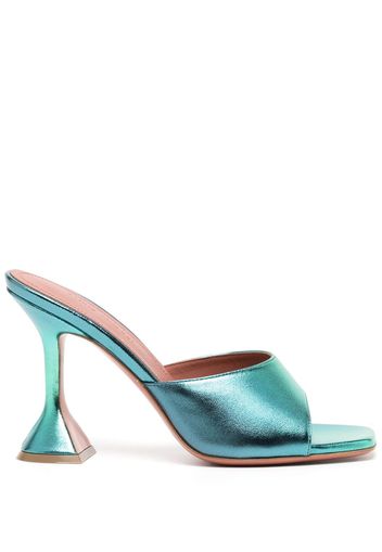 Amina Muaddi Lupita 110mm metallic leather mules - Blau