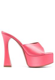 Amina Muaddi Dalida leather platform mules - Rosa