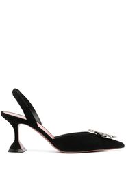 Amina Muaddi Begum 85mm crystal satin pumps - Schwarz