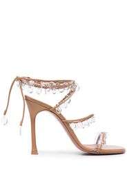 Amina Muaddi Tina 115mm bead-detail sandals - Braun