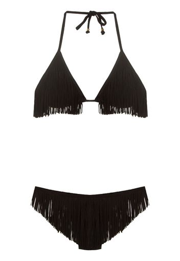 Amir Slama fringed halterneck bikini set - Schwarz