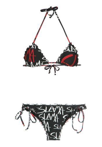 Amir Slama logo print bikini set - Schwarz