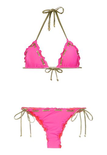 Amir Slama Bikini mit Stickerei - Rosa