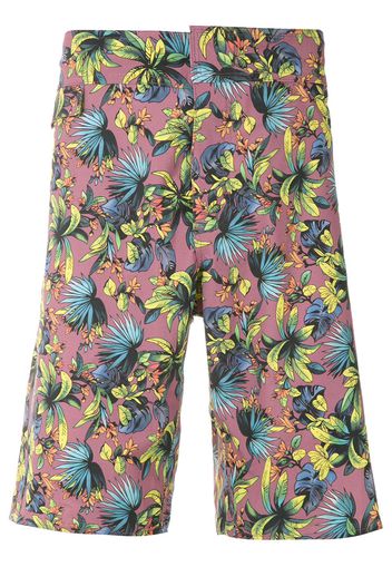 Amir Slama Badeshorts mit Blatt-Print - Rot