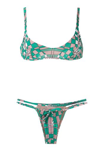 Amir Slama Bikini mit geometrischem Print - Grün