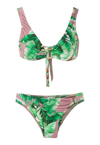 Amir Slama Bikini mit Blumen-Print - Grün