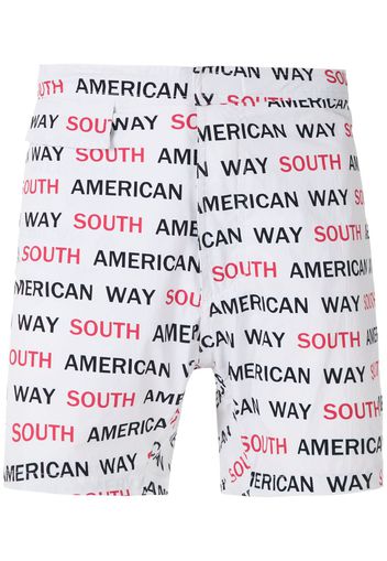 Amir Slama Badeshorts mit "South American Way"-Print - Weiß