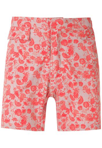 Amir Slama Badeshorts mit Blumenmuster - Rot