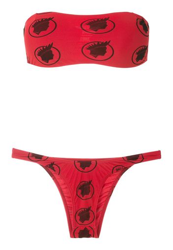 Amir Slama 'Índio' Bikini mit Print - Rot