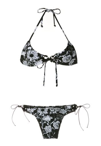 Amir Slama Bikini mit Print - Schwarz