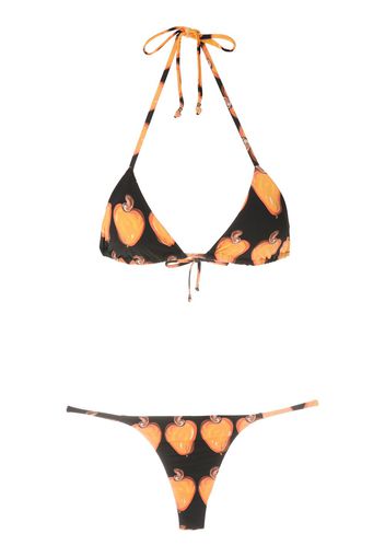 Amir Slama Triangel-Bikini mit Print - Schwarz