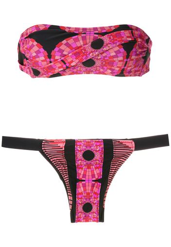 Amir Slama Bikini in Patchwork-Optik - Schwarz