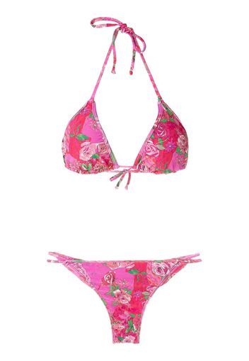 Amir Slama Triangel-Bikini mit Print - Rosa