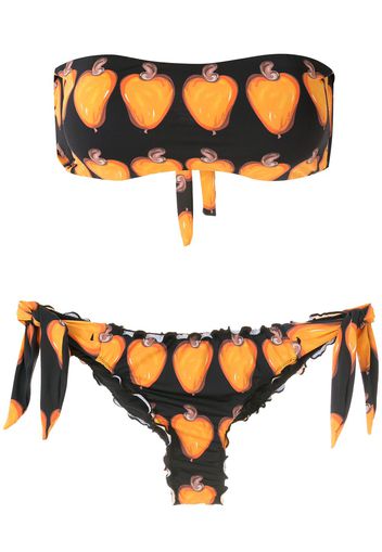 Amir Slama Bandeau-Bikini mit Print - Schwarz