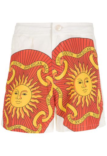 Amir Slama Shorts mit Sol-Print - Weiß