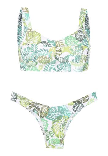 Amir Slama Bikini mit Palmblatt-Print - Grün