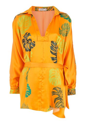 Amir Slama Strandkleid mit Palmblatt-Print - Orange