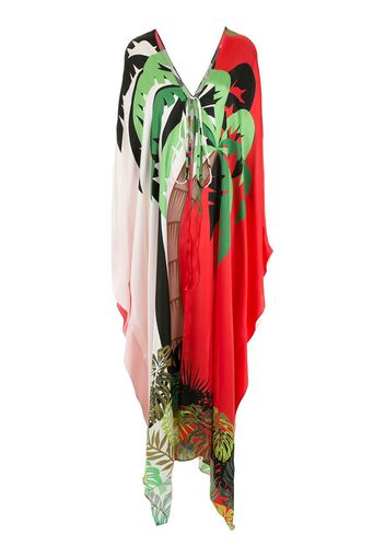 Amir Slama Strandkaftan mit Palmblatt-Print - Mehrfarbig