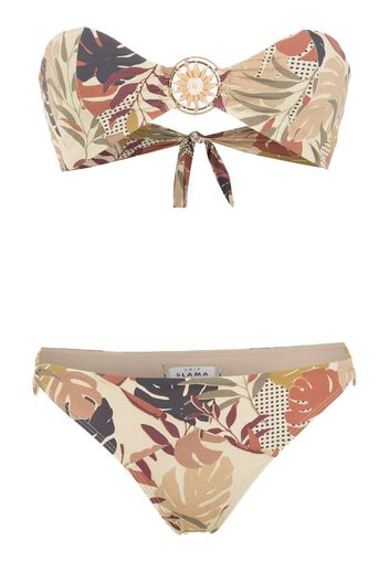 Amir Slama Bikini mit Palmblatt-Print - Nude