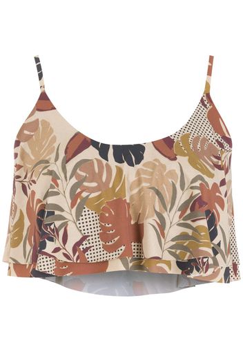 Amir Slama Cropped-Top mit Palmblatt-Print - Nude