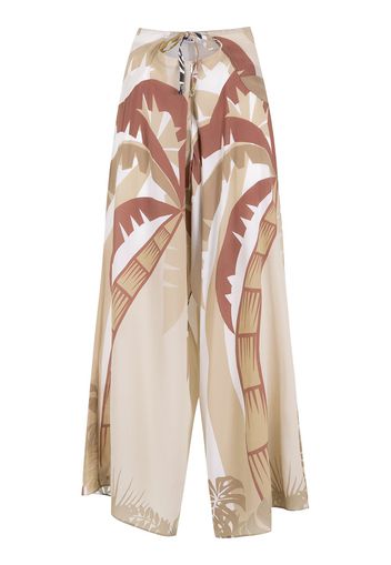 Amir Slama Weite Hose mit tropischem Print - Nude