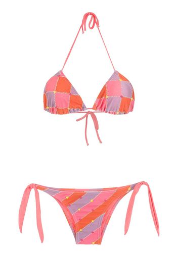 Amir Slama Bikini mit Karomuster - Rosa