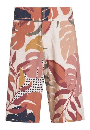 Amir Slama Badeshorts mit Blatt-Print - Braun