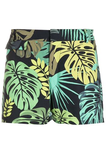 Amir Slama Badeshorts mit Blatt-Print - Grün