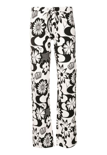 Amir Slama Gerade Hose mit Blumen-Print - Schwarz