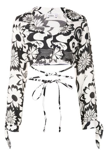 Amir Slama Cropped-Hemd mit Blumen-Print - Weiß