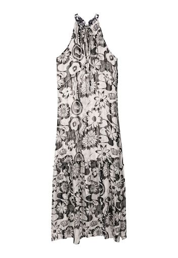 Amir Slama Neckholder-Kleid mit Blumen-Print - Weiß