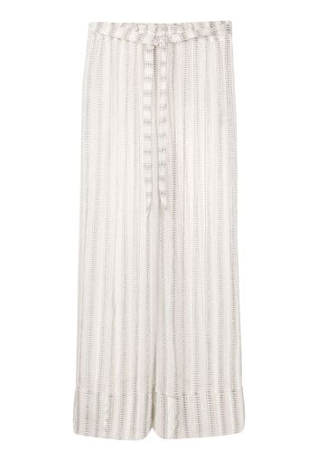 Amir Slama stripe-print tie-waist palazzo pants - Weiß