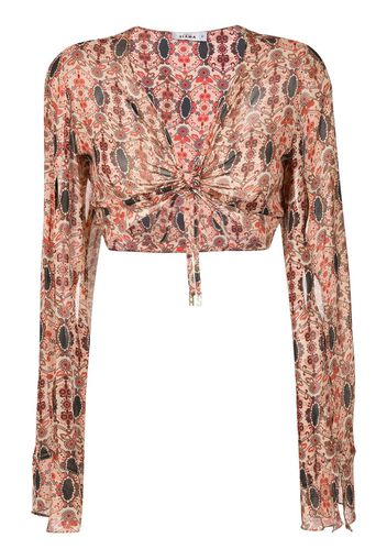 Amir Slama Cropped-Bluse mit Blumen-Print - Mehrfarbig