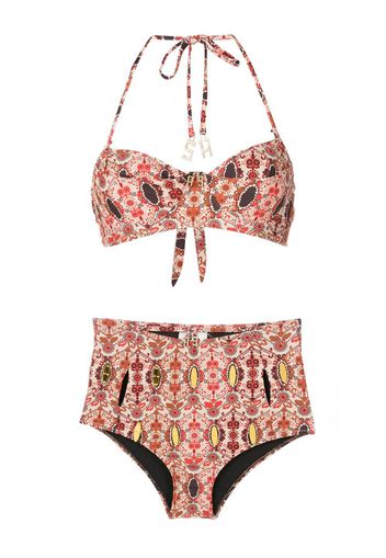 Amir Slama Neckholder-Bikini mit Blumen-Print - Rot